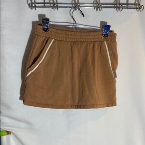 Pink, Tan Mini Skirt with Pockets, Size Medium
